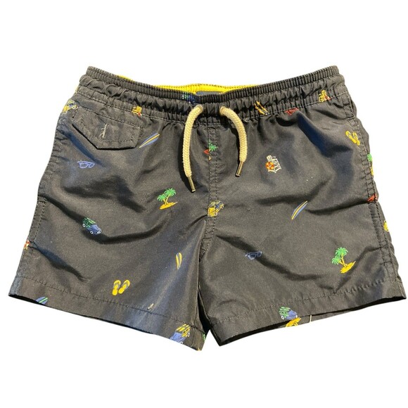 Polo Ralph Lauren‎ Boys Swim Trunks 3T Blue Beach Print Mesh Lined Elastic Waist - Picture 1 of 8